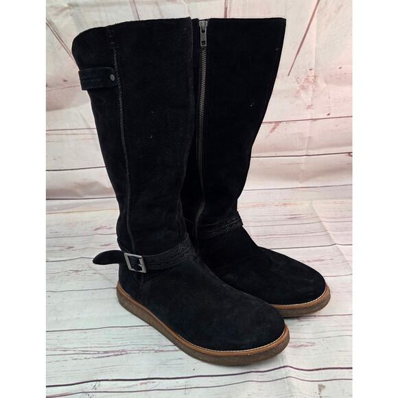 UGG Australia Size 9 GELLAR Black SUEDE WATER RESIST RIDING BOOT 1013196 - Picture 1 of 10